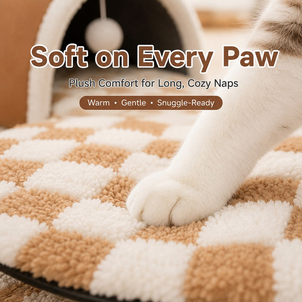Paws in Awe 3-in-1 Multi-Cat Tunnel Bed & Play Mat for Indoor Cats - Spacious Cozy Hideaway for Shared Rest, Play & Less Bed Competition image 3