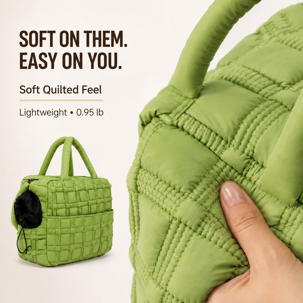 Paws in Awe Quilted Pet Carrier Tote for Cats & Small Dogs – Easy Hand & Shoulder Carry for Walks, Errands & Everyday Outings image 7