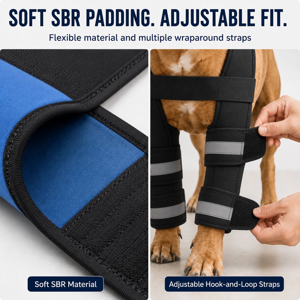 Soft SBR padding and adjustable fit dog brace
