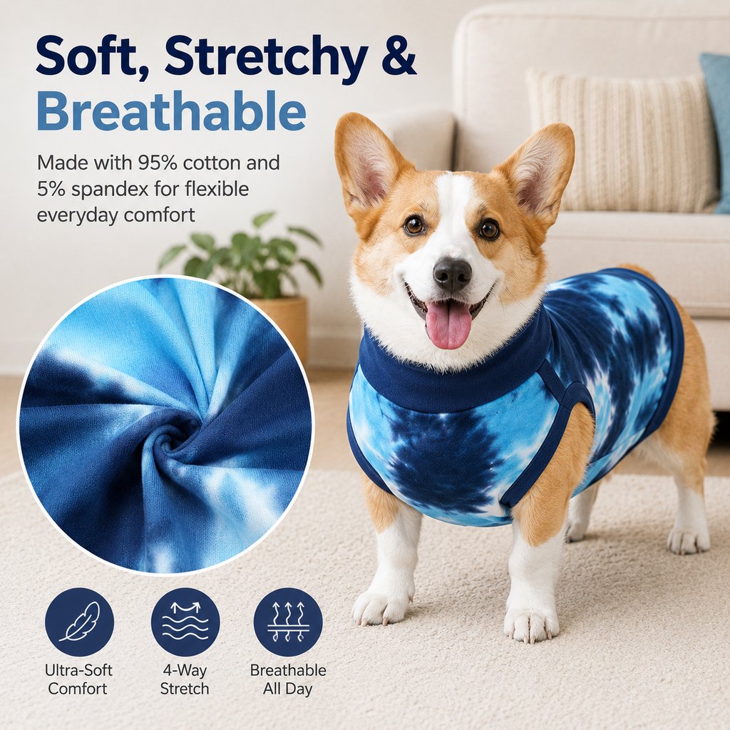 Paws in Awe Dog Post Surgery Recovery Suit - Soft Anti-Lick Protective Onesie for Spay Neuter Recovery image 7