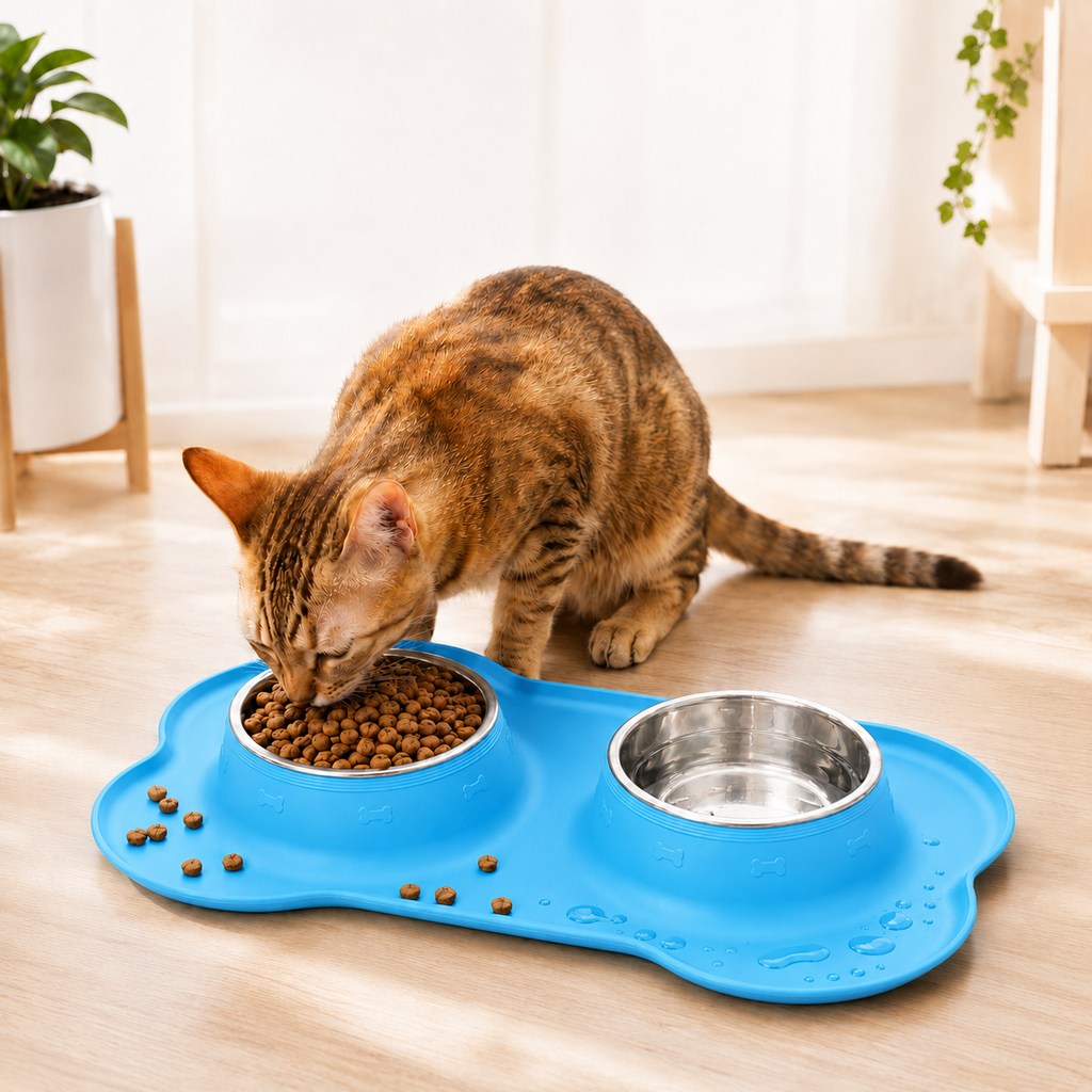 Paws in Awe Spill-Proof Dual Pet Bowl for Cats & Dogs - Mess-Free Food & Water Station for Cleaner Floors image 11