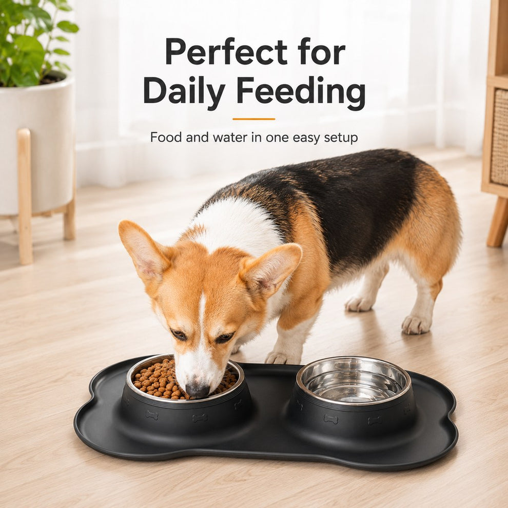 Paws in Awe Spill-Proof Dual Pet Bowl for Cats & Dogs - Mess-Free Food & Water Station for Cleaner Floors image 3