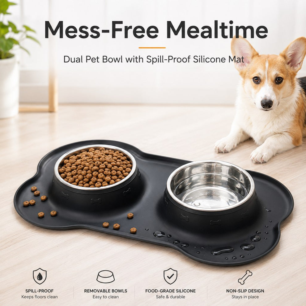 Paws in Awe Spill-Proof Dual Pet Bowl for Cats & Dogs - Mess-Free Food & Water Station for Cleaner Floors image 7