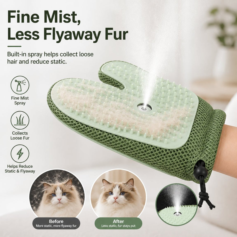 Soft TPR massage teeth help collect loose fur while grooming.
