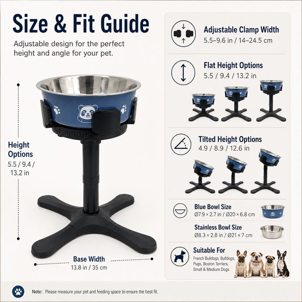 Stainless steel elevated dog bowl set with slow feeder