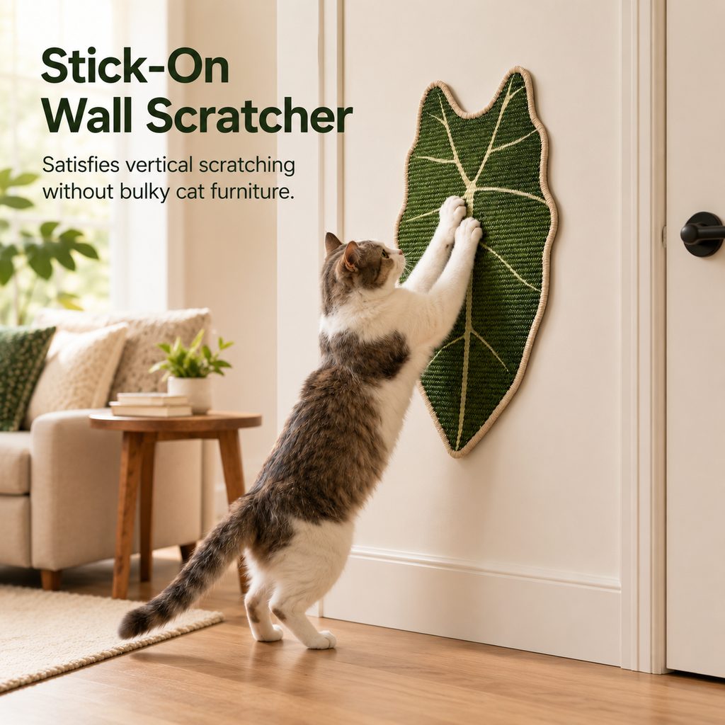 Stick-on wall sisal cat scratcher