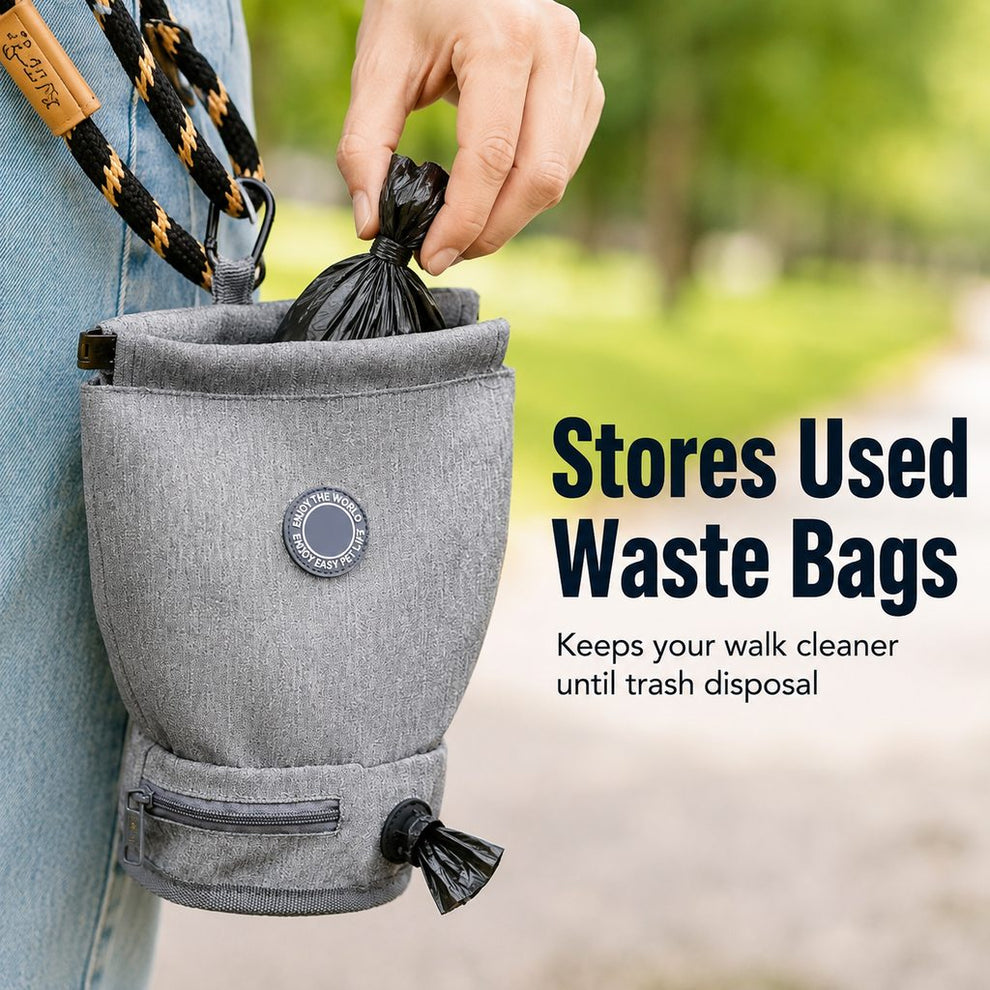 Paws in Awe Dog Poop Bag Holder for Walks - Carry Used Waste Bags Hands-Free Until the Next Trash Can image 4