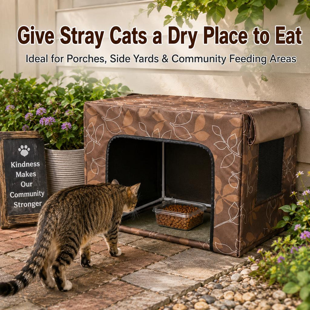 Paws in Awe Outdoor Cat Feeding Shelter for Backyards - Weather-Resistant Food Station Cover image 3
