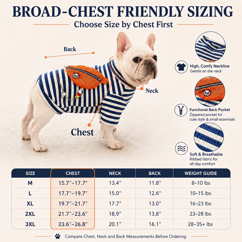 Striped dog pocket pullover package includes one piece