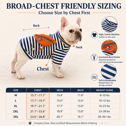 Striped dog pocket pullover package includes one piece