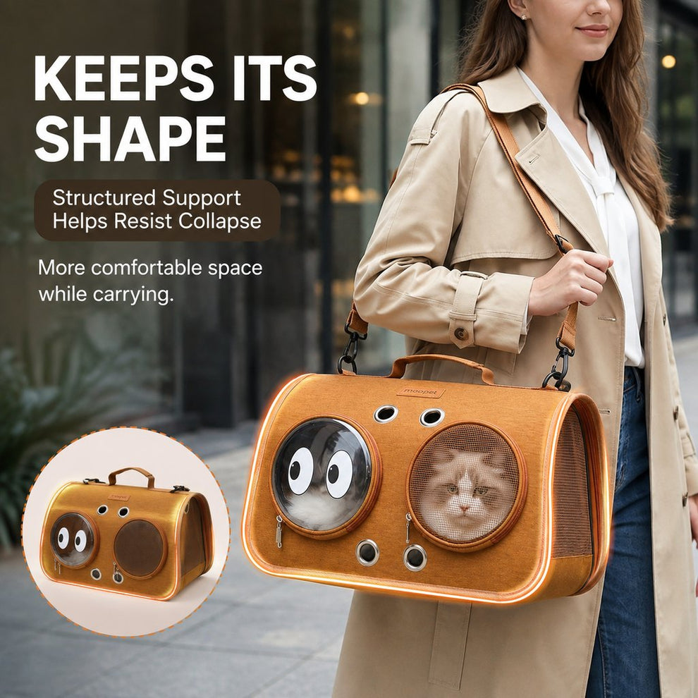 Paws in Awe Breathable Cat Travel Carrier for Road Trips & Vet Visits - Structured Foldable Soft-Sided Pet Bag image 2