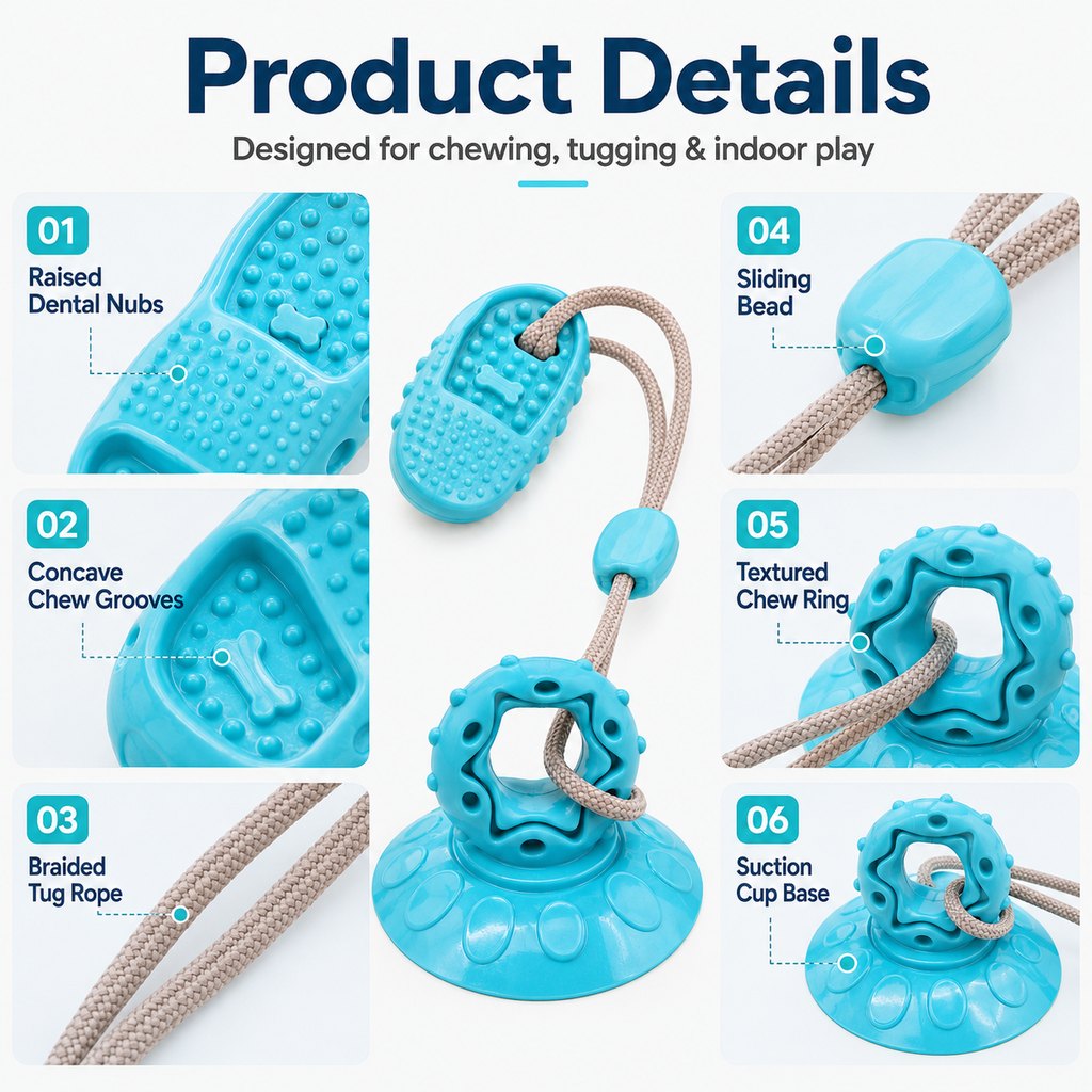 Paws in Awe Suction Cup Dog Chew & Tug Toy for Indoor Play - Helps Redirect Shoe Chewing & Burn Boredom image 9