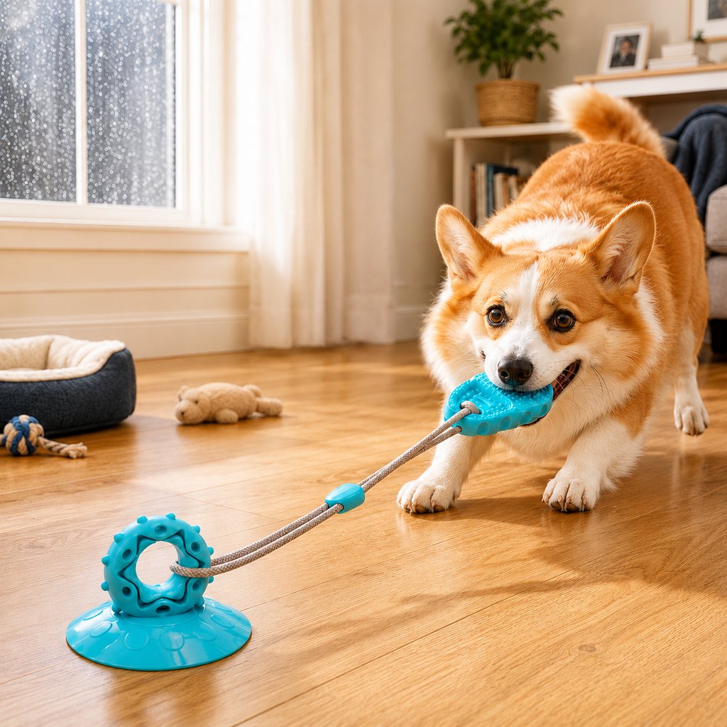 Paws in Awe Suction Cup Dog Chew & Tug Toy for Indoor Play - Helps Redirect Shoe Chewing & Burn Boredom image 1