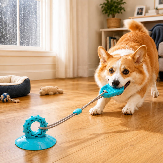 Paws in Awe Suction Cup Dog Chew & Tug Toy for Indoor Play - Helps Redirect Shoe Chewing & Burn Boredom image 1