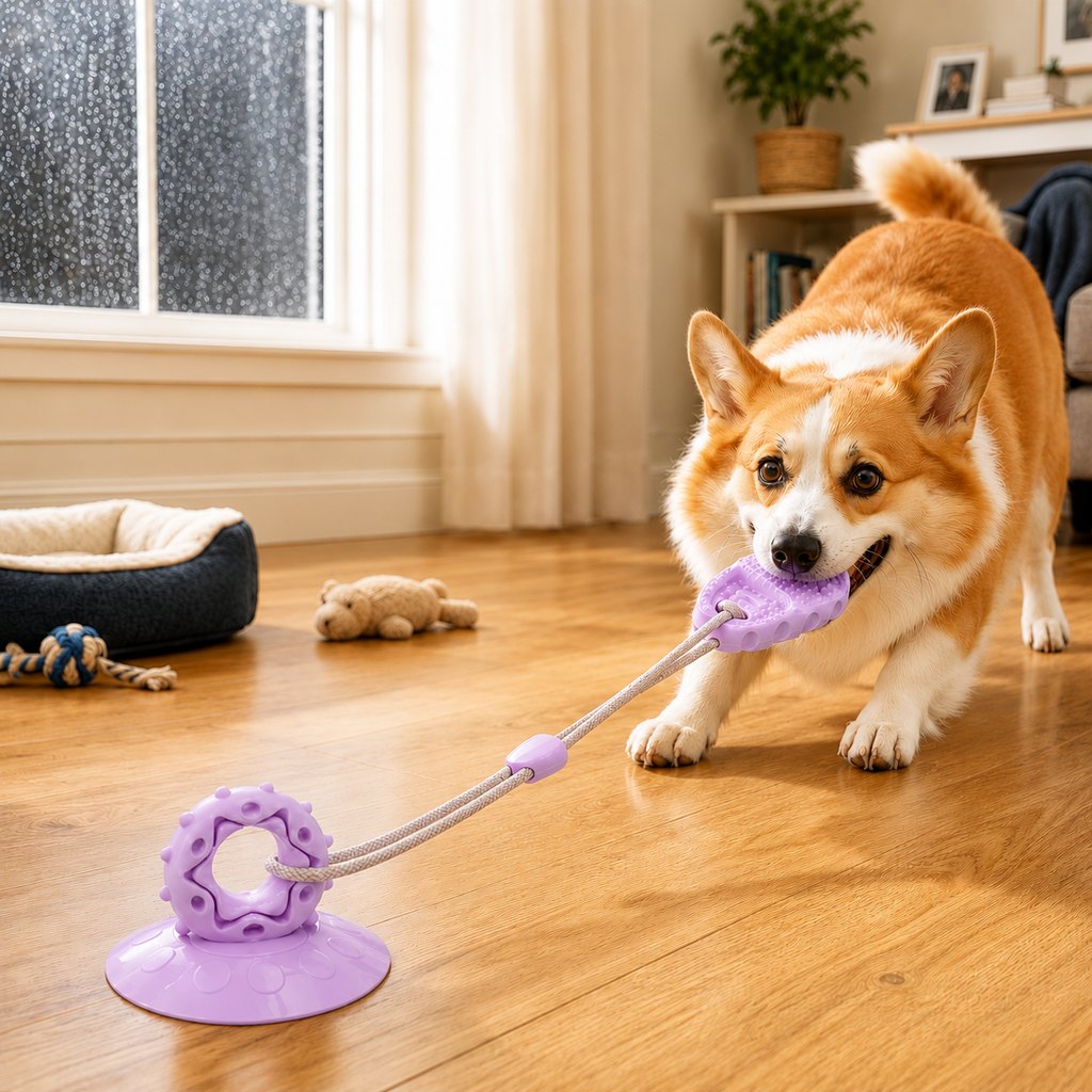Paws in Awe Suction Cup Dog Chew & Tug Toy for Indoor Play - Helps Redirect Shoe Chewing & Burn Boredom image 12