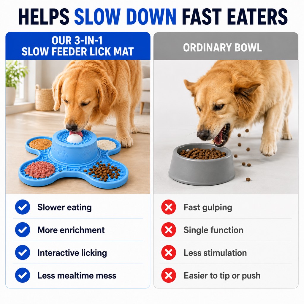Paws in Awe 3-in-1 Dog Lick Mat & Slow Feeder Bowl for Bath Time, Grooming & Home Alone - Helps Slow Fast Eating and Keep Pets Busy image 4