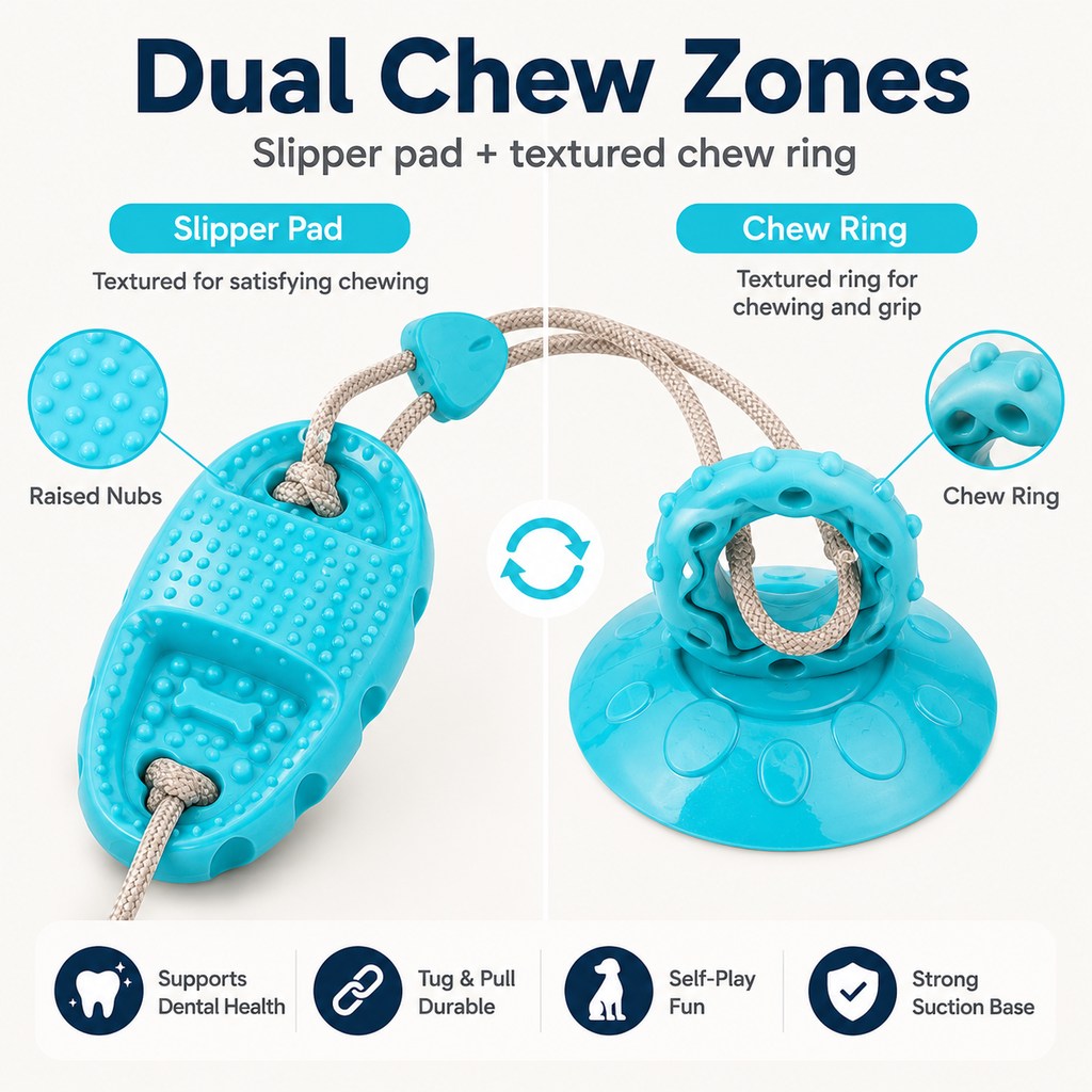 Paws in Awe Suction Cup Dog Chew & Tug Toy for Indoor Play - Helps Redirect Shoe Chewing & Burn Boredom image 7