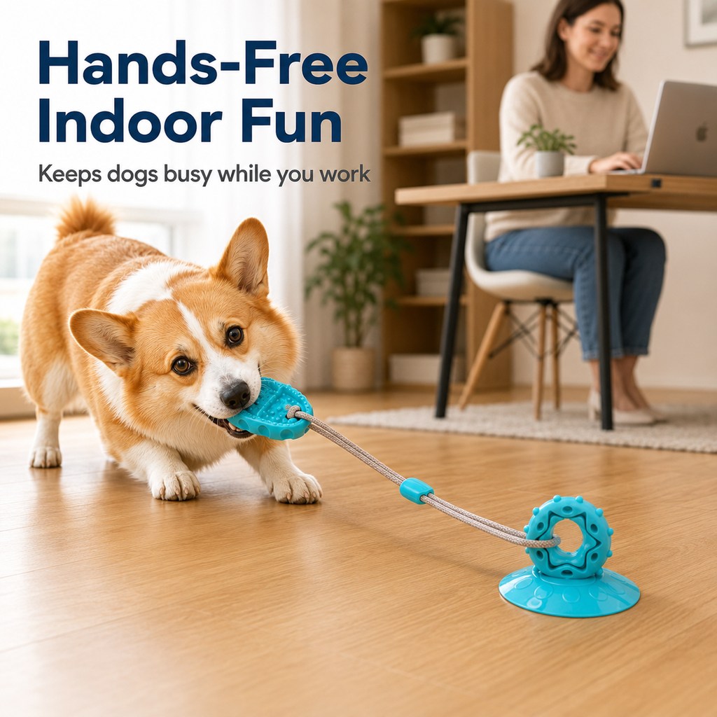 Paws in Awe Suction Cup Dog Chew & Tug Toy for Indoor Play - Helps Redirect Shoe Chewing & Burn Boredom image 2