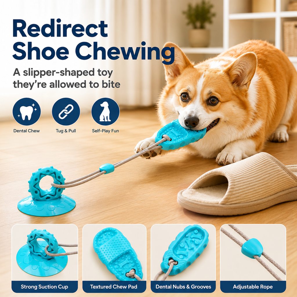 Paws in Awe Suction Cup Dog Chew & Tug Toy for Indoor Play - Helps Redirect Shoe Chewing & Burn Boredom image 4