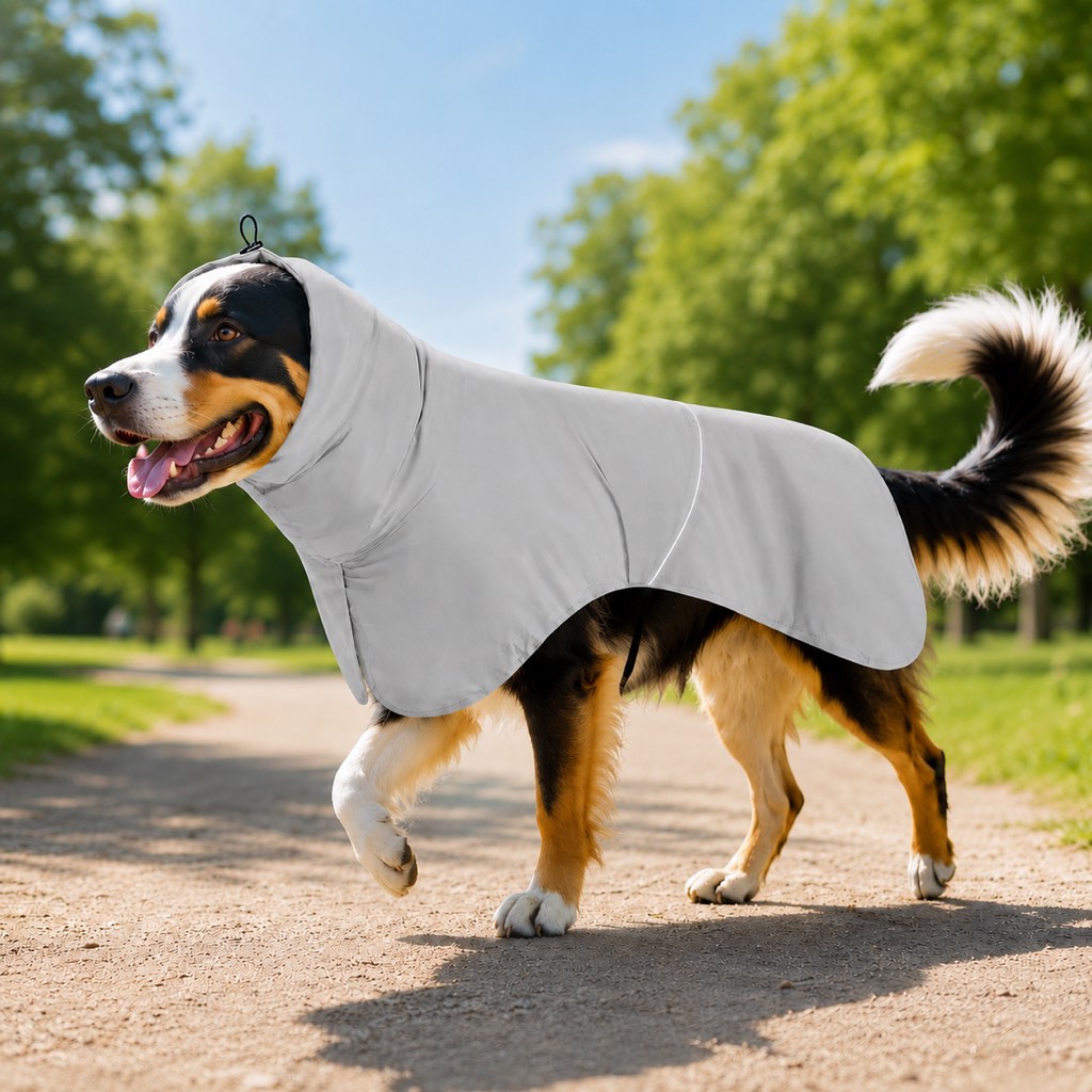 Paws in Awe Hooded Dog Sun & Rain Cape for Summer Walks - Lightweight Neck-to-Back Coverage for Drizzle, Wind & Sunny Outdoor Days image 11