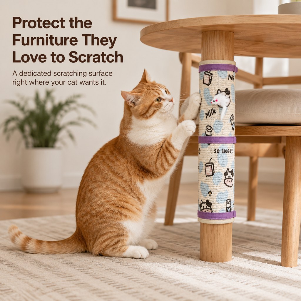 Table leg cat scratcher furniture protector