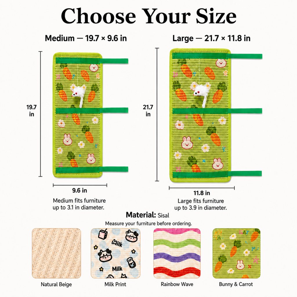 Table leg sisal cat scratcher size guide
