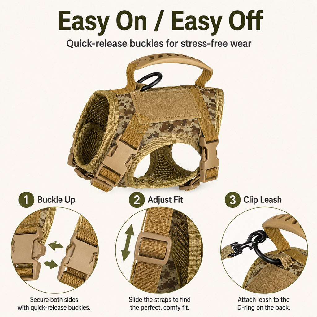 Paws in Awe Tactical Cat Harness & Leash Set - Escape-Resistant Adjustable Vest for Outdoor Walks, Backyard Exploration & Travel Safety image 8