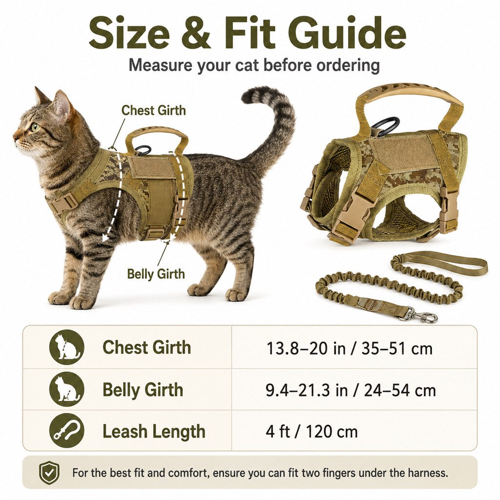Paws in Awe Tactical Cat Harness & Leash Set - Escape-Resistant Adjustable Vest for Outdoor Walks, Backyard Exploration & Travel Safety image 4