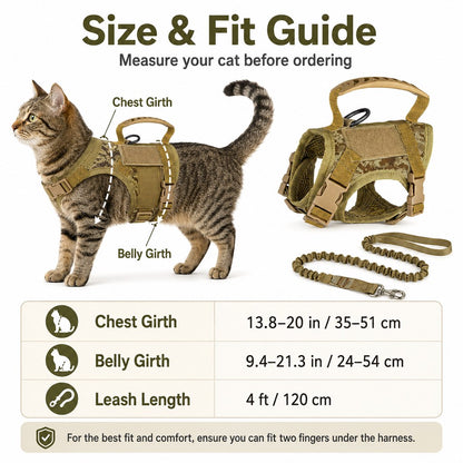 Paws in Awe Tactical Cat Harness & Leash Set - Escape-Resistant Adjustable Vest for Outdoor Walks, Backyard Exploration & Travel Safety image 4