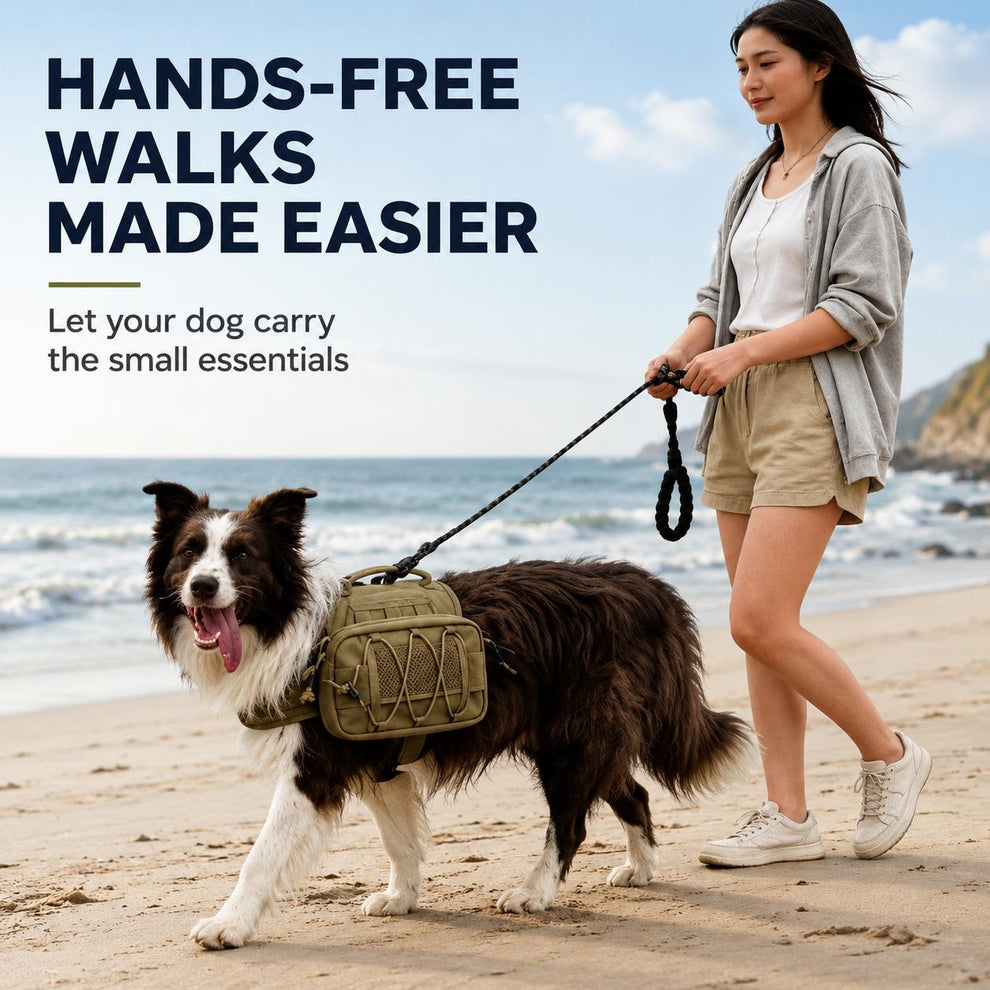 Dog backpack harness used for hands free daily walks