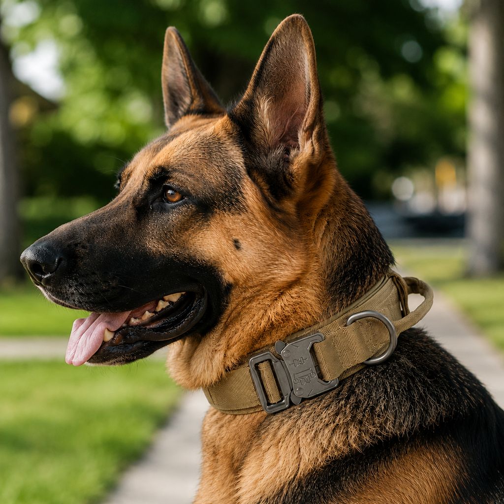 Khaki tactical dog collar only option