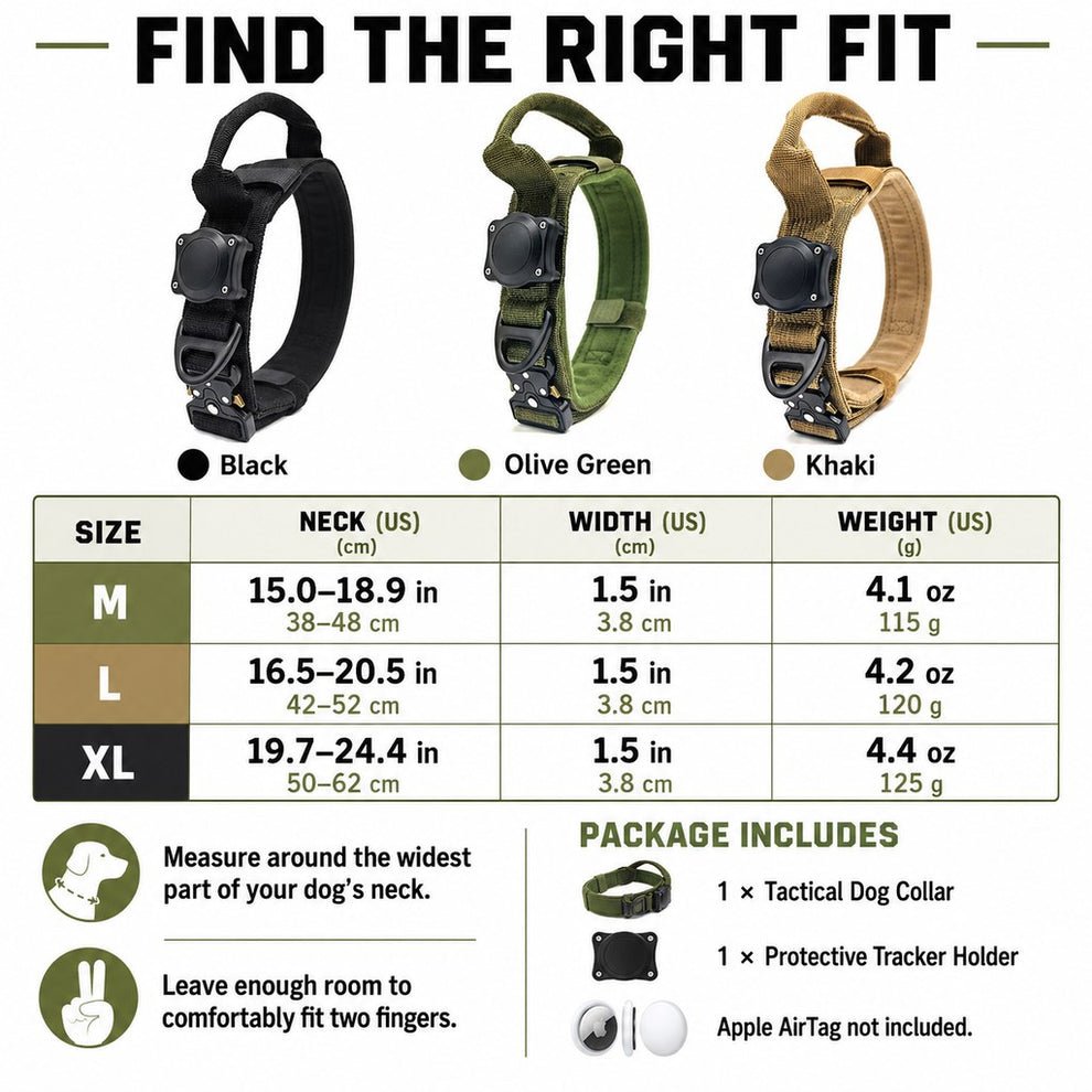 Tactical dog collar for outdoor walks and trails