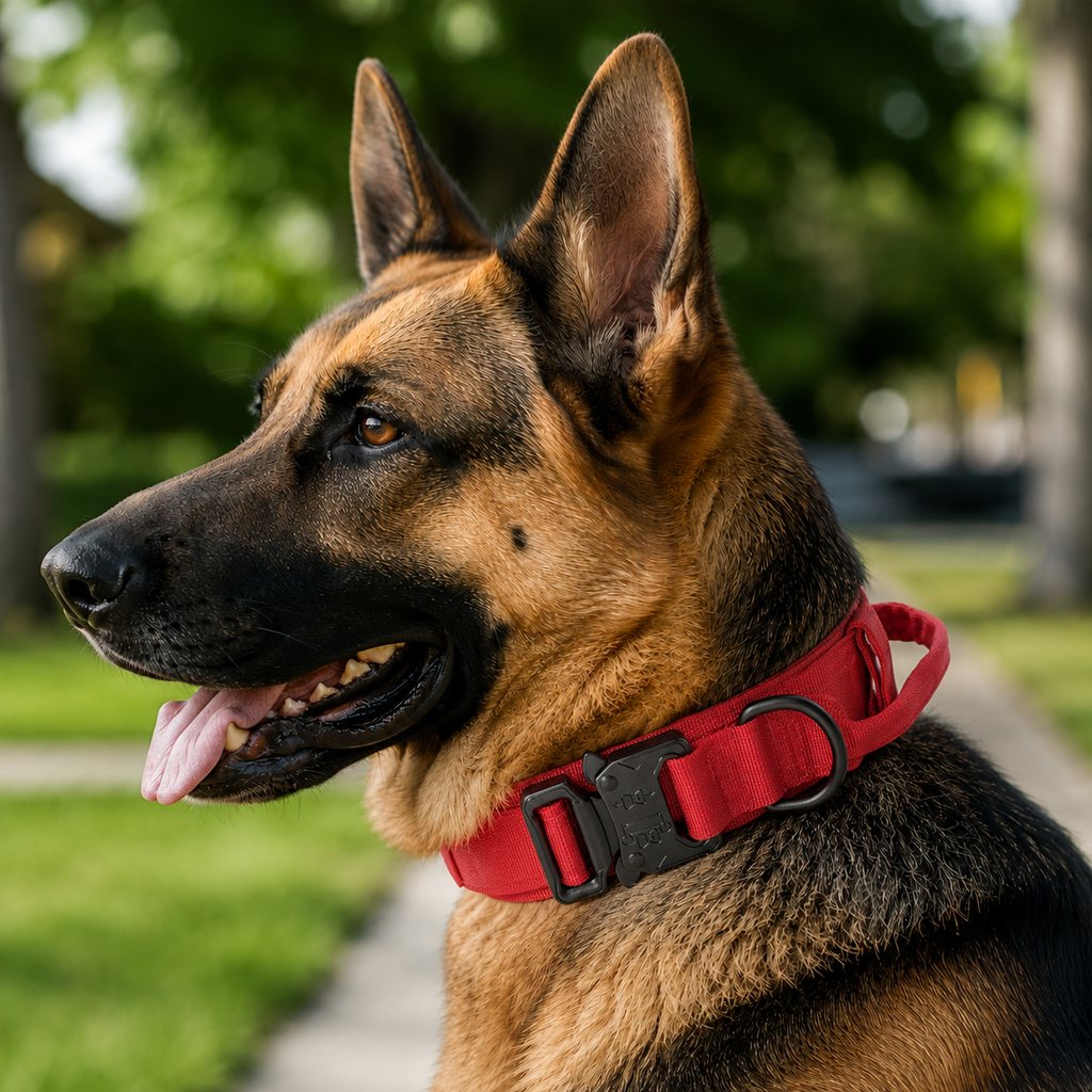 Red tactical dog collar only option