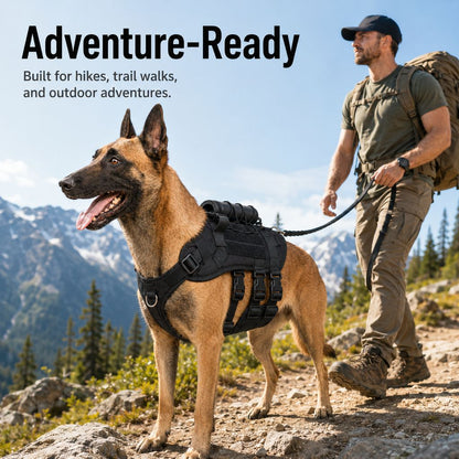 Paws in Awe Tactical Dog Harness Backpack for Large Dogs - Outdoor Walking, Training & Hiking Gear with Load Carrying Pouch image 2