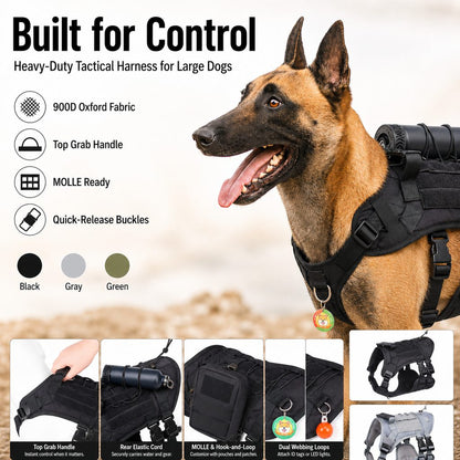 Paws in Awe Tactical Dog Harness Backpack for Large Dogs - Outdoor Walking, Training & Hiking Gear with Load Carrying Pouch image 5