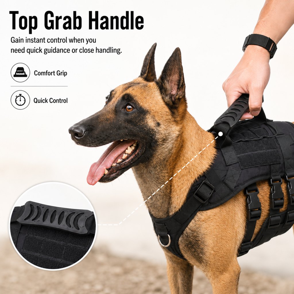 Paws in Awe Tactical Dog Harness Backpack for Large Dogs - Outdoor Walking, Training & Hiking Gear with Load Carrying Pouch image 4