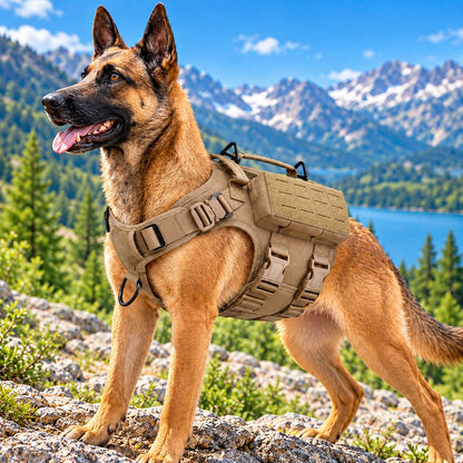 Coyote brown tactical dog harness vest for large dogs