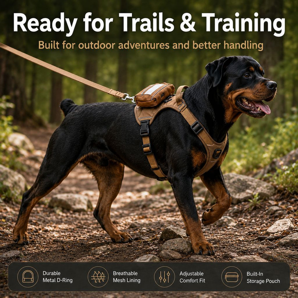 Paws in Awe Tactical Dog Harness with Storage Pouch for Daily Walks, Training & Hiking - Breathable Control Vest with Handle image 4