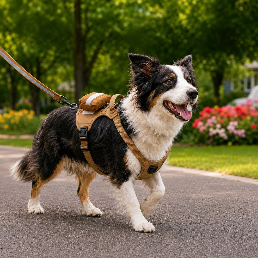Paws in Awe Tactical Dog Harness with Storage Pouch for Daily Walks, Training & Hiking - Breathable Control Vest with Handle image 1