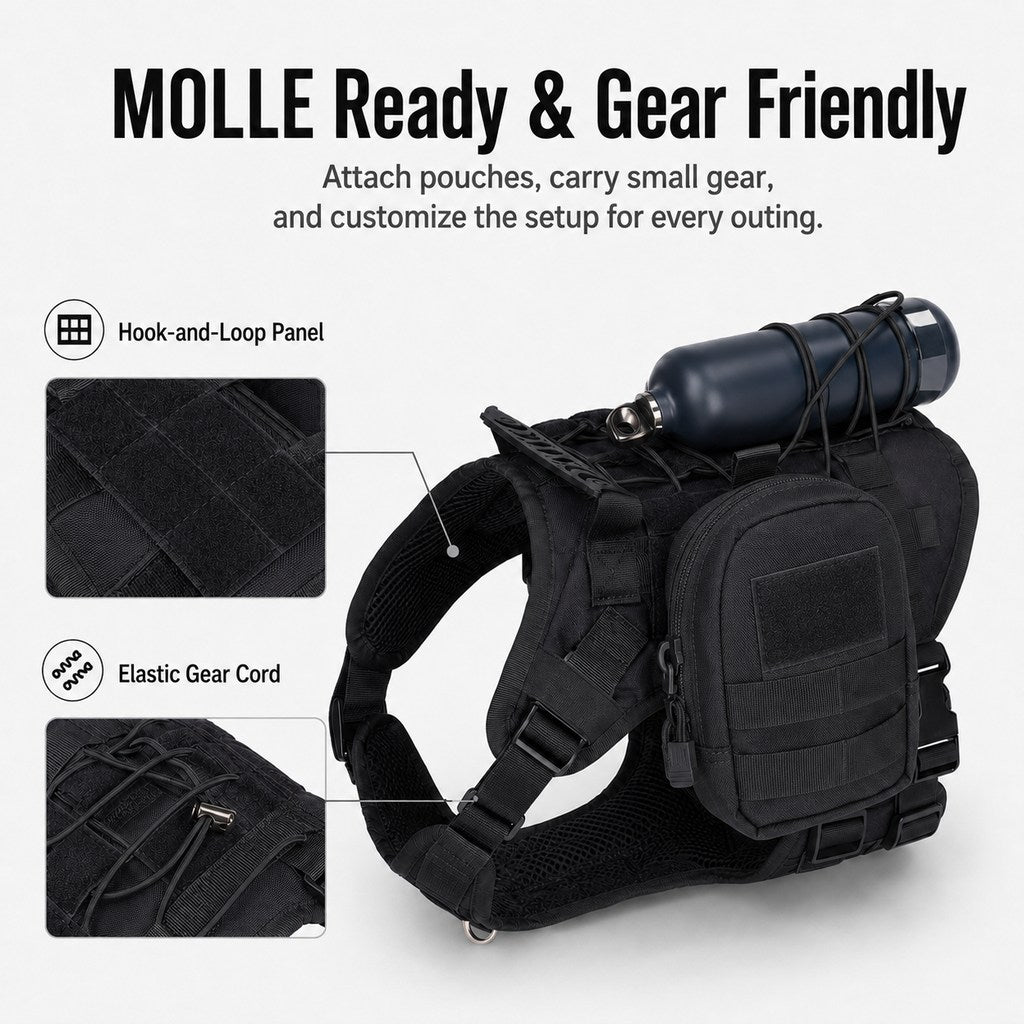 Paws in Awe Tactical Dog Harness Backpack for Large Dogs - Outdoor Walking, Training & Hiking Gear with Load Carrying Pouch image 10