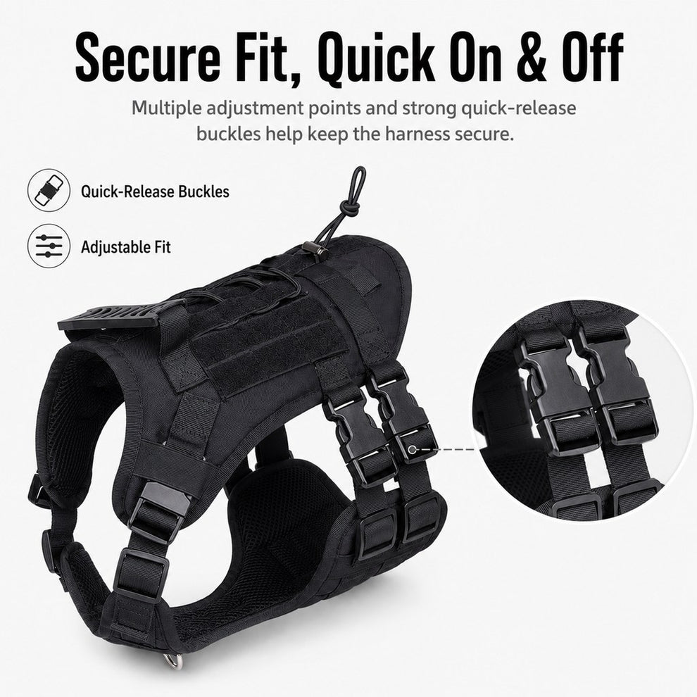Paws in Awe Tactical Dog Harness Backpack for Large Dogs - Outdoor Walking, Training & Hiking Gear with Load Carrying Pouch image 8