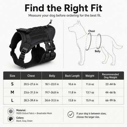 Paws in Awe Tactical Dog Harness Backpack for Large Dogs - Outdoor Walking, Training & Hiking Gear with Load Carrying Pouch image 11