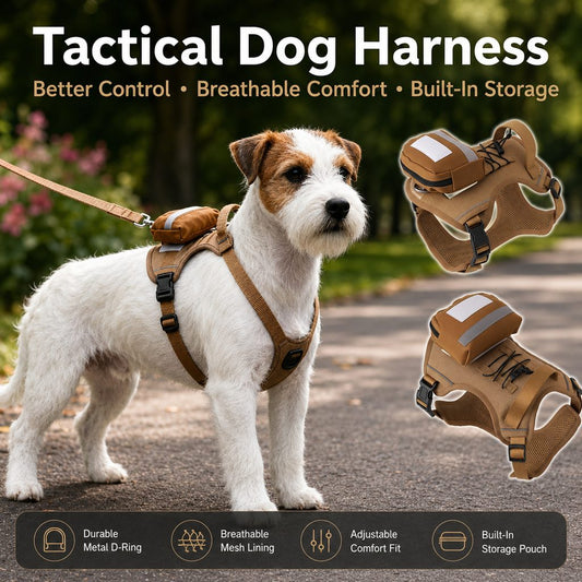 Paws in Awe Tactical Dog Harness with Storage Pouch for Daily Walks, Training & Hiking - Breathable Control Vest with Handle image 2