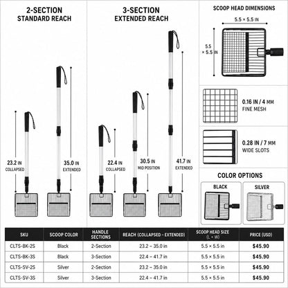 Telescoping cat litter scoop size color SKU and price guide