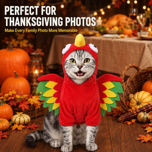 Paws in Awe Halloween Turkey Costume for Dogs & Cats - One-Piece Hooded Pet Outfit for Parties & Photos image 2