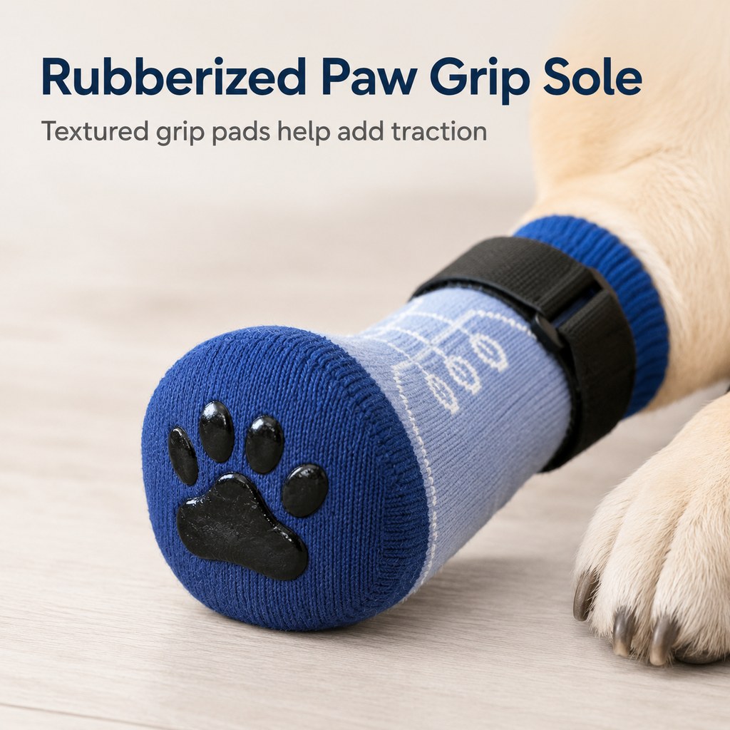 Paws in Awe French Bulldog Non-Slip Socks for Tile & Hardwood Floors - Helps Reduce Back-Leg Slipping, 4-Pack image 6