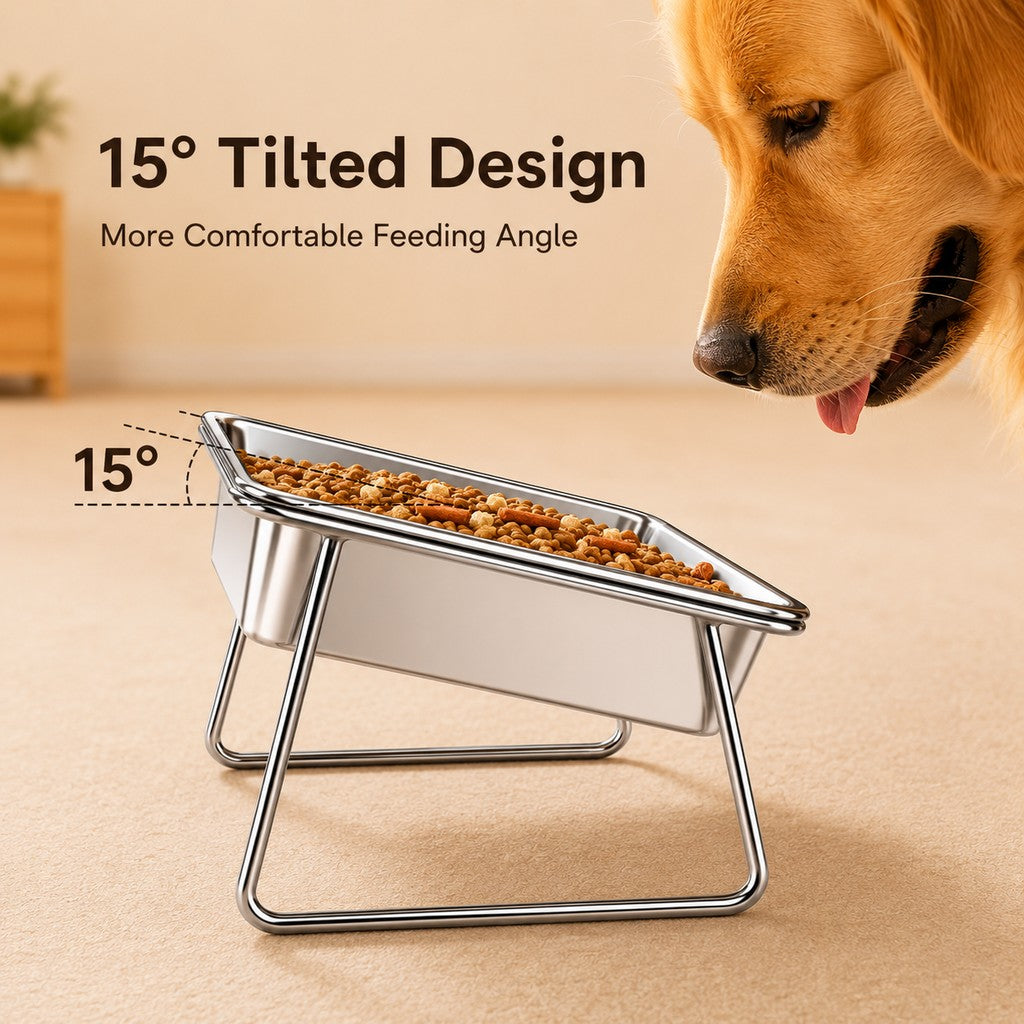 Paws in Awe Elevated 304 Stainless Steel Pet Bowl with Stand for Cats & Dogs - Anti-Tip Raised Feeder for Cleaner Meals image 5