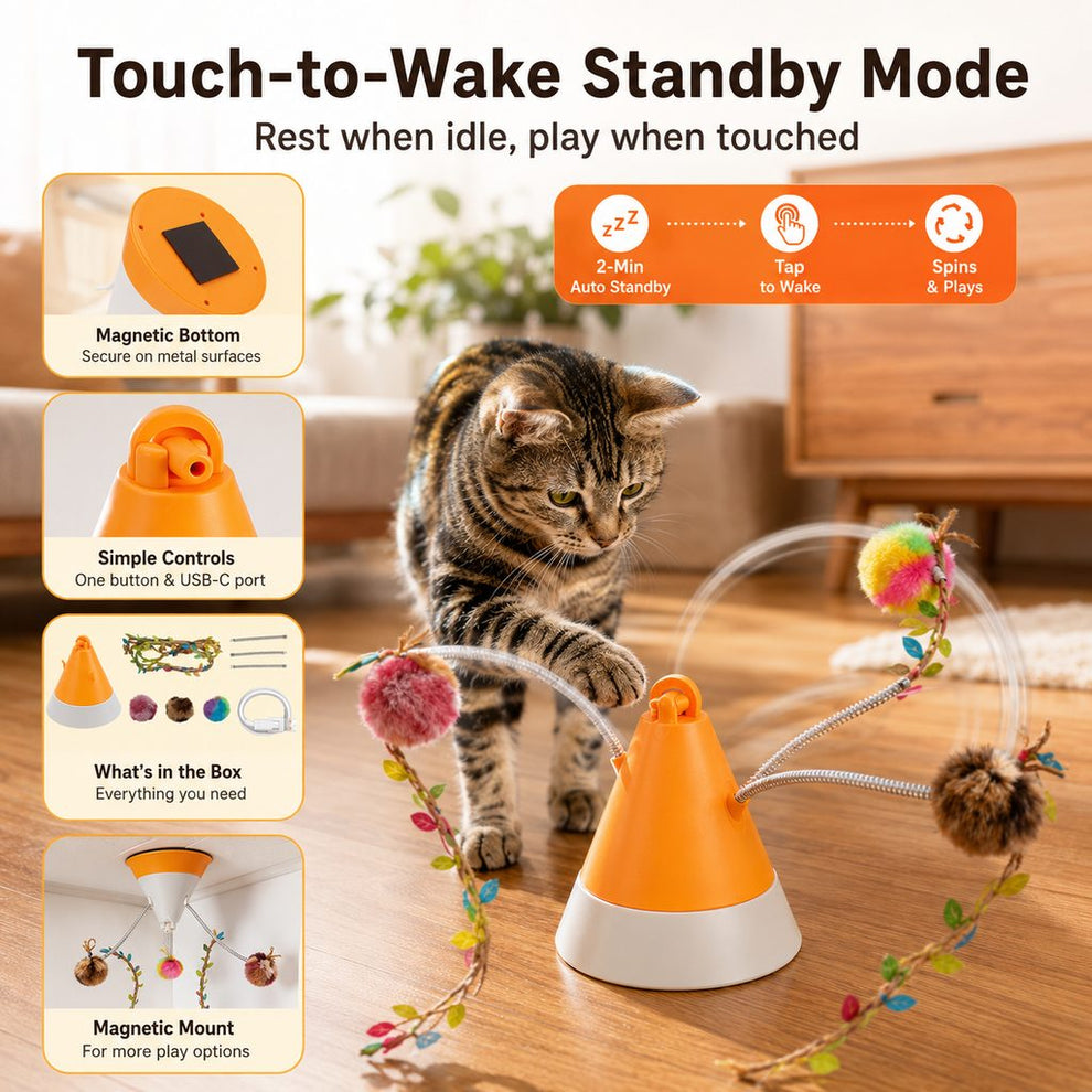 Touch-to-wake standby mode cat toy