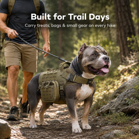Paws in Awe TrailGuard K9 Tactical Dog Backpack Harness with Dual Side Pouches for Hiking, Camping & Outdoor Walks image 2