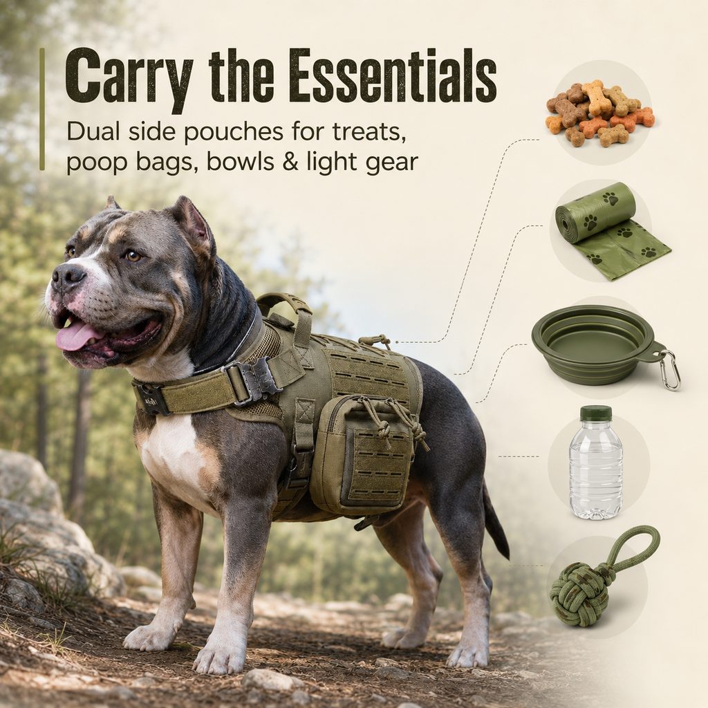 Paws in Awe TrailGuard K9 Tactical Dog Backpack Harness with Dual Side Pouches for Hiking, Camping & Outdoor Walks image 5